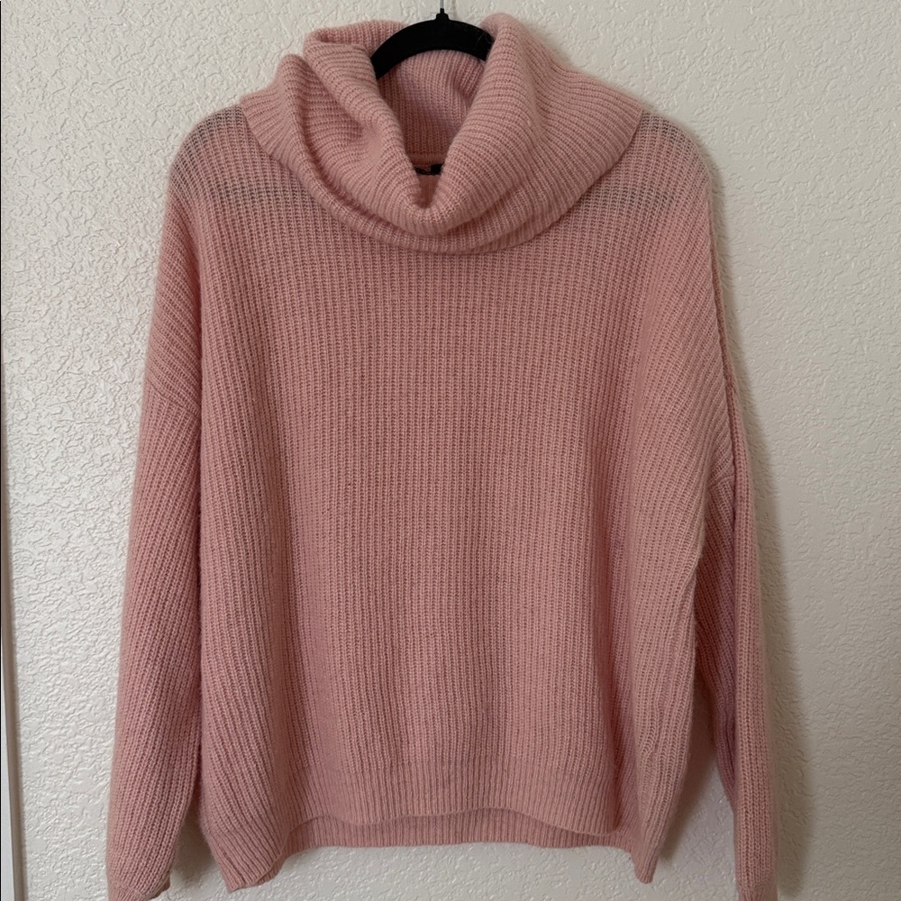 ANTHROPOLOGIE SELECTED FEMME Pink chunky knit roll neck oversized Sweater Small
